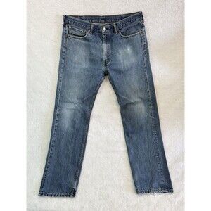 Levis 505 Jeans Mens 38x34 Blue Medium Wash Straight Leg Classic Work Blue Denim